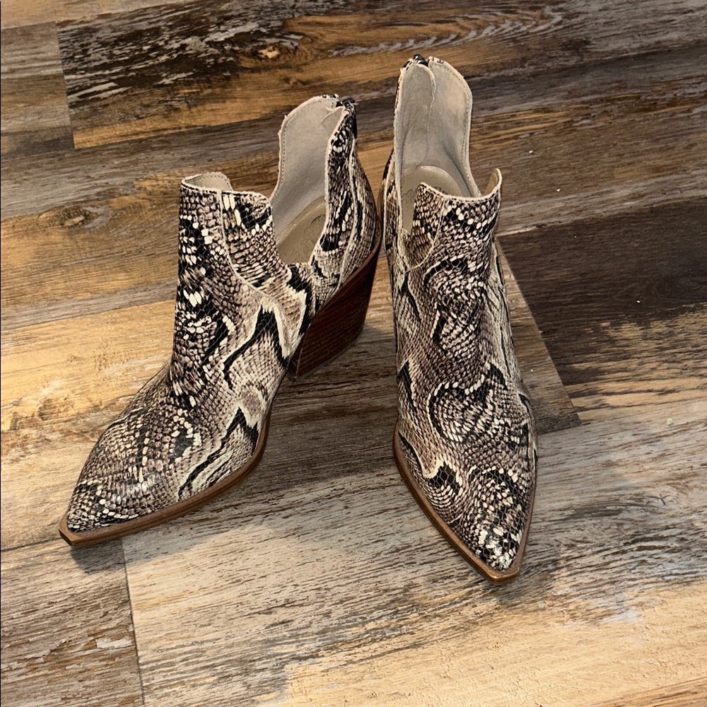 Vince Camuto Black and White Patterned Ankle Booties